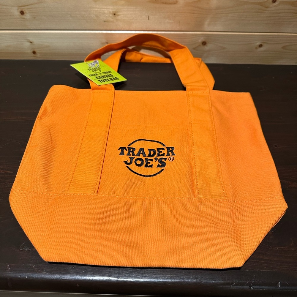 NWT Trader Joe’s Fall 2025 mini canvas tote in orange